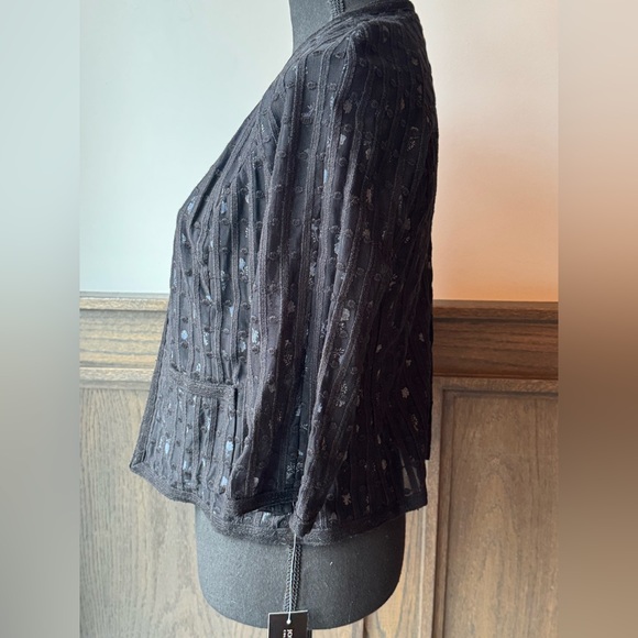 JONES NEW YORK sheer Grosgrain vertical striped jacket Pockets Size 6P NWT - Picture 4 of 9